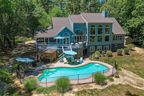 Outdoor pool - Waterfront Retreat w/ Pool, Hot Tub, Dock & Sand Beach. Relax & enjoy the Rivah! (Lancaster)