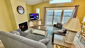 TV, fireplace, DVD player, stereo