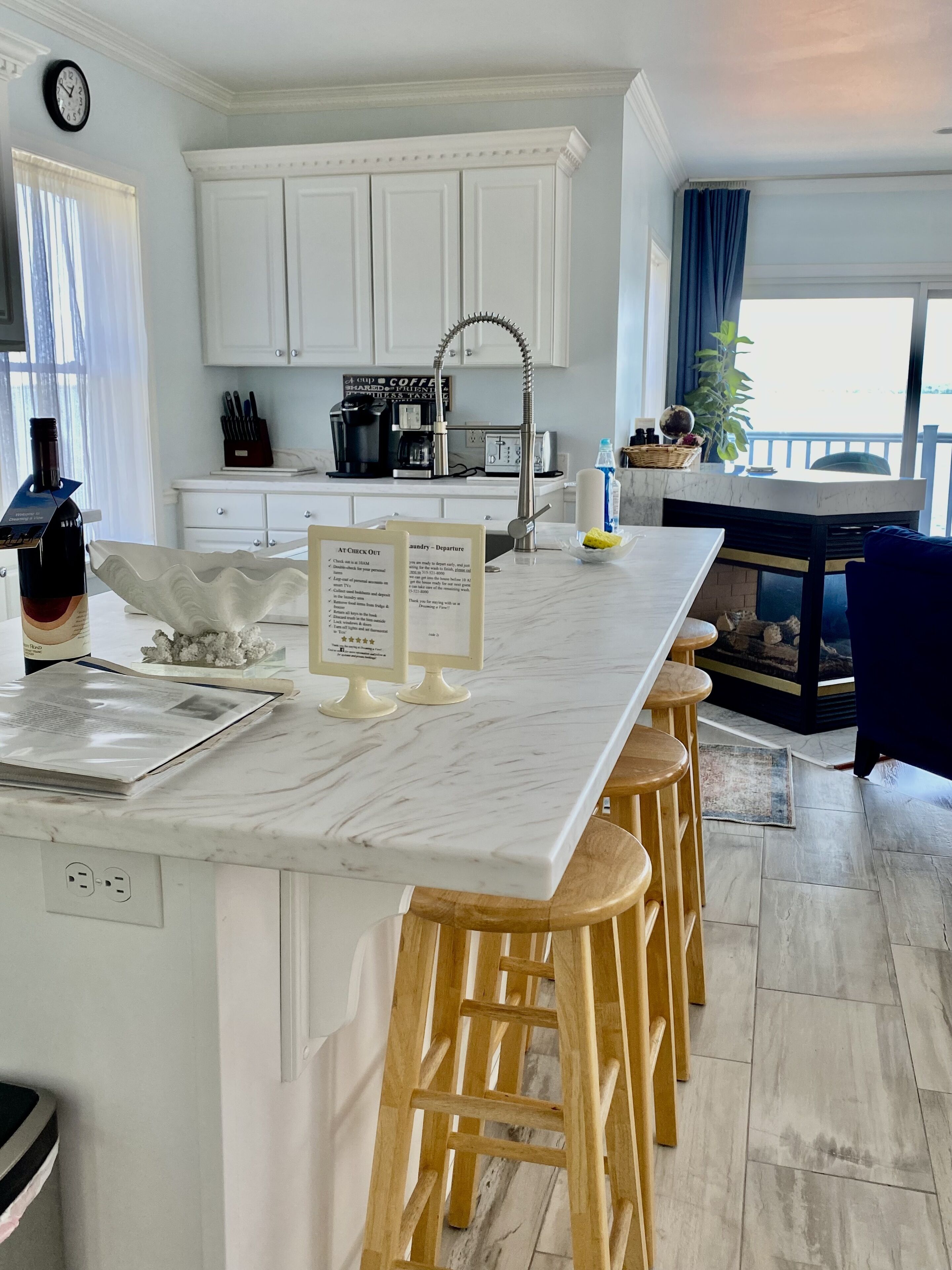 Newly remodeled kitchen 2022 with beautiful solid surface countertops