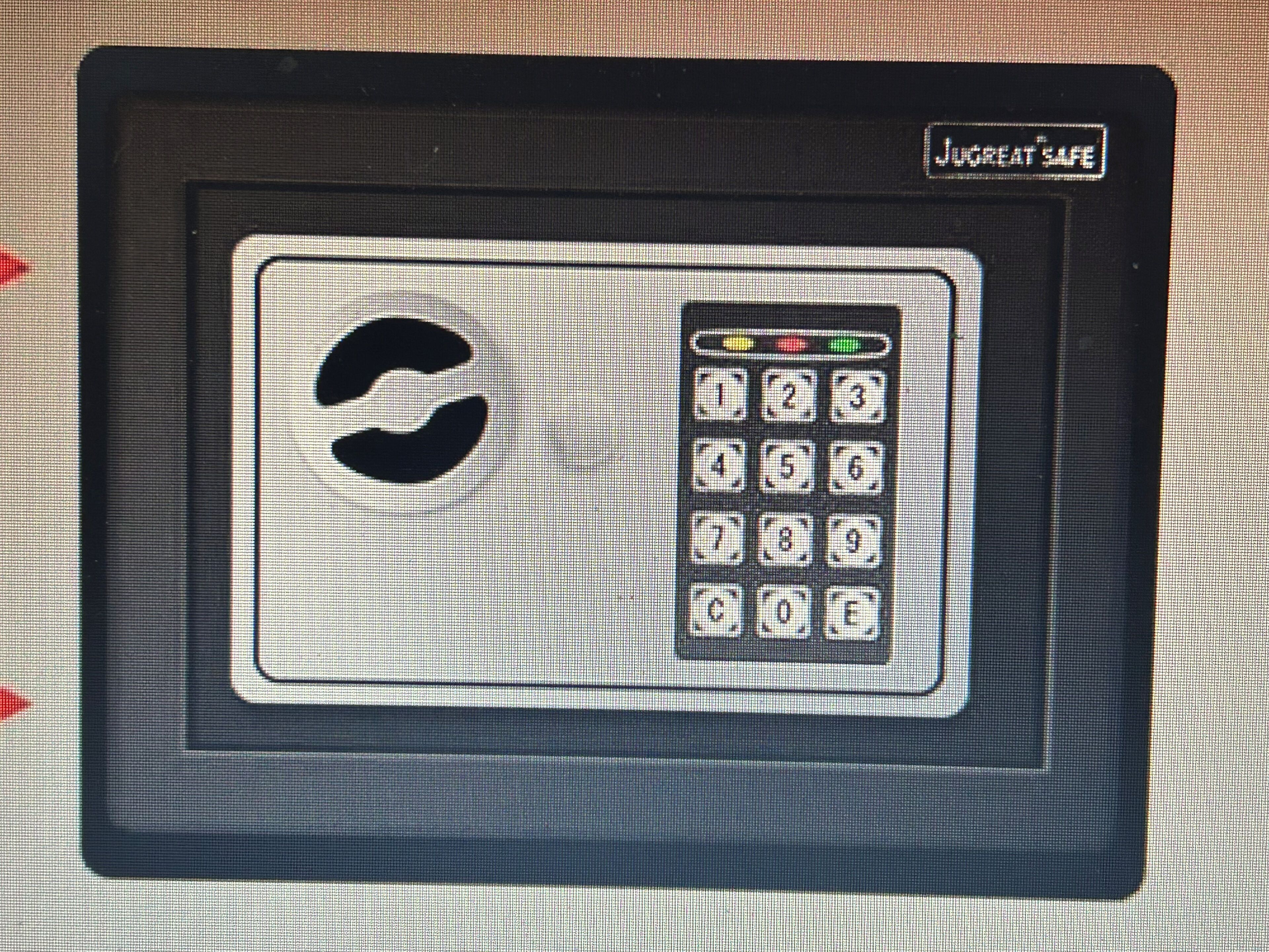 A keypad with a large 'S' symbol and a 'JUGGREAT SAFE' label.