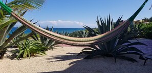 On the beach, beach towels