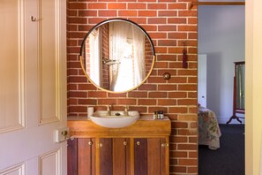 Combined shower/tub, hair dryer, towels, soap