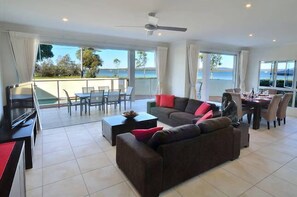 Smart TV, DVD player, books, video library