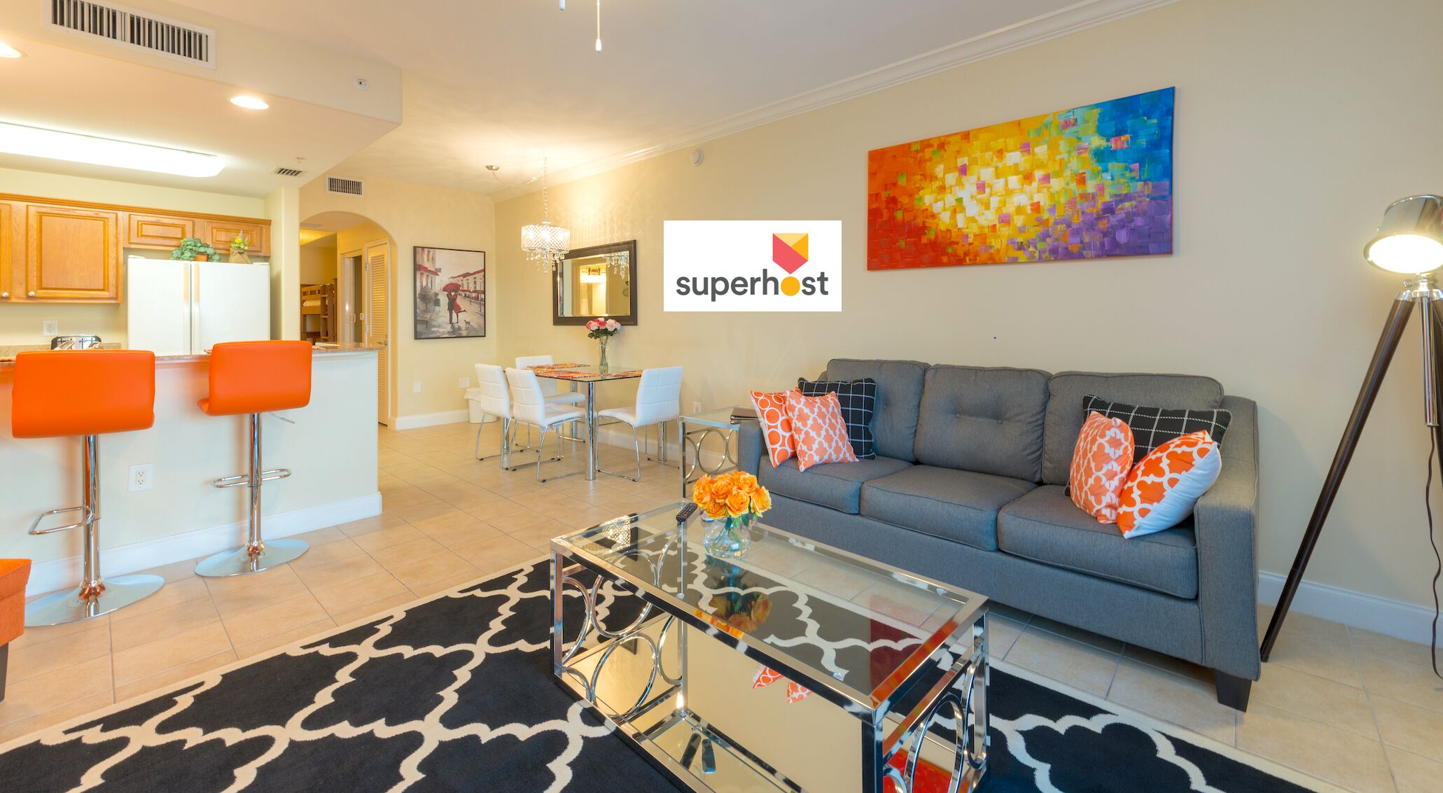 Flat-screen TV, DVD player