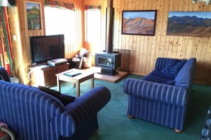 Smart-TV, Kamin, Bücher, Streaming-Dienste