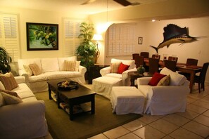 Smart TV, DVD player, books, stereo