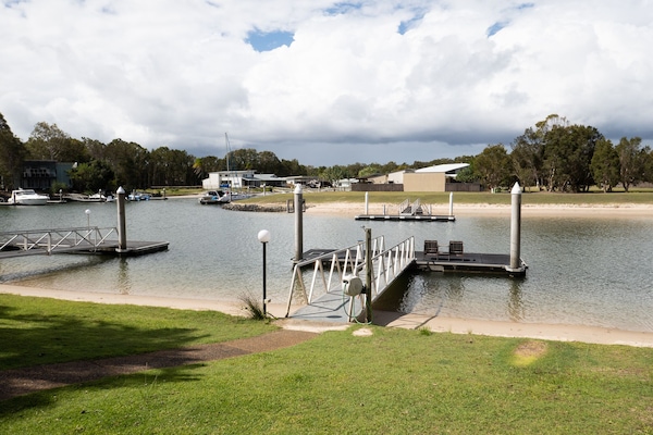Private pontoon and sandy beach