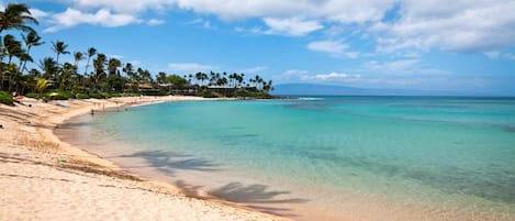 Beach nearby, sun-loungers, beach towels
