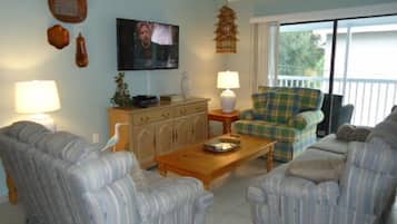 Flat-screen TV, DVD player