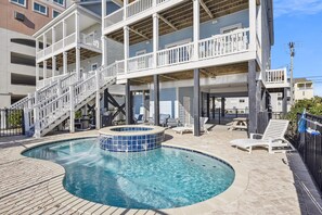 Outdoor pool - One Happy Place, Luxury Oceanfront House in Cherry Grove, Pool and Spa (North Myrtle Beach)