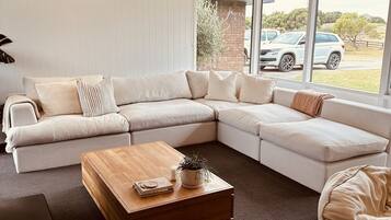 Smart TV, fireplace, DVD player, toys