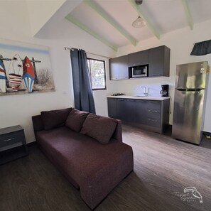 Deluxe Apartment, Accessible, Non Smoking | Private kitchen | Full-sized fridge, microwave, coffee/tea maker, cookware/dishes/utensils