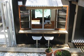 Terrace/patio - Stylish waterfront retreat - dramatic 180 degree views! (Anzac Bay)