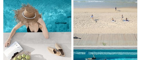 On the beach, beach towels