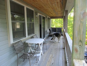 Outdoor dining - Angel Baby Lodge Winnipesauke dog/family friendly contemporary home (Moultonborough)