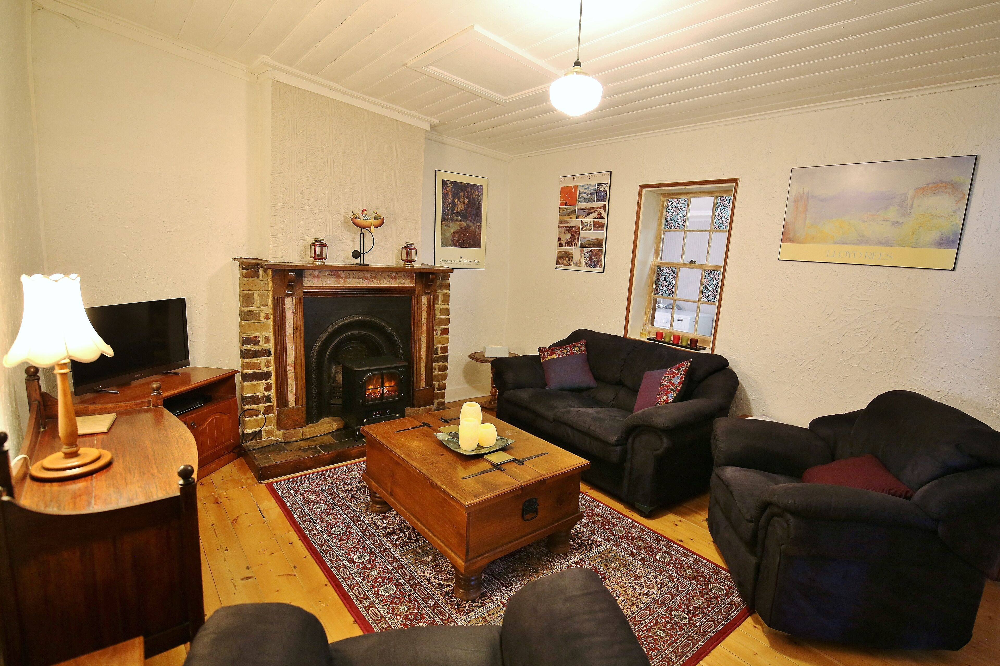 Smart TV, DVD player, table football, books