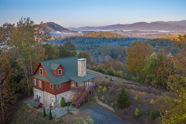The Blue Ridge Mountains surround the property