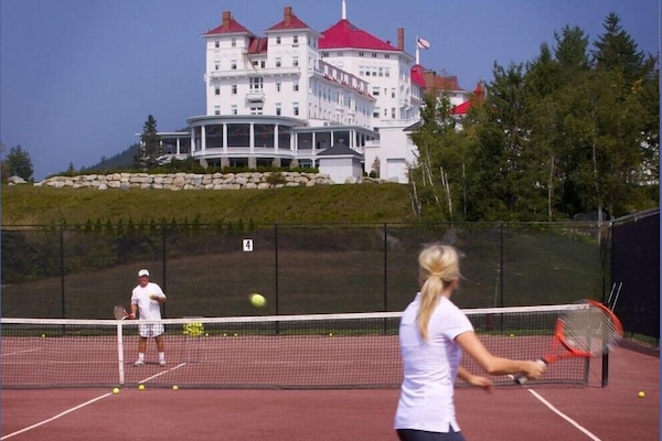 The famous red clay professional tennis court.