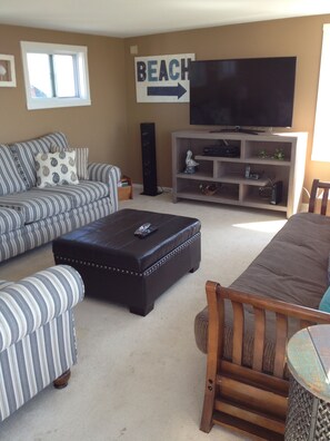 TV, DVD player, books