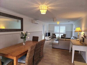 Smart TV, DVD player, books, video library