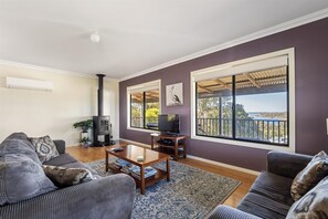 Televisión y chimenea 