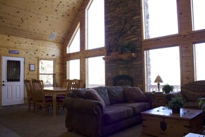 Smart TV, fireplace, video games, DVD player