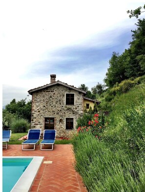 Outdoor pool - Tuscan Farmhouse in Hills w/Stunning Views - Private Pool, near Barga (Treppignana)