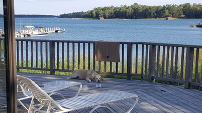 3BR/2BA Lakefront Cabin, Gorgeous Bay Views, Dock, Game Room, Firepit