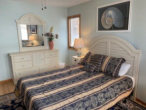 4 bedrooms, memory foam beds, iron/ironing board, travel crib