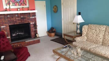 Smart TV, fireplace, video games, DVD player