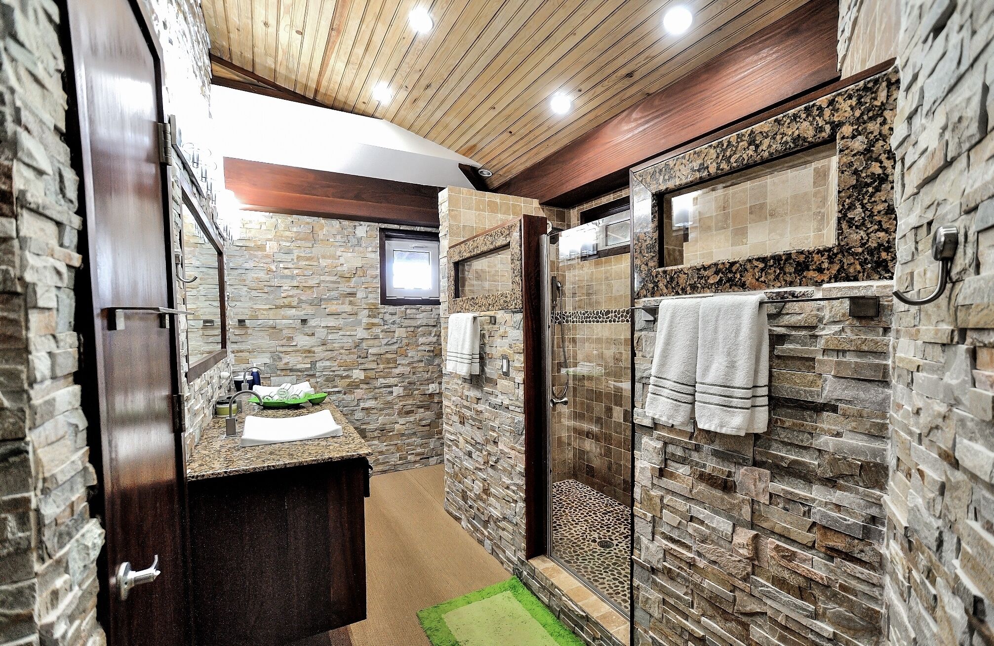 Bathtub, hair dryer, towels, soap