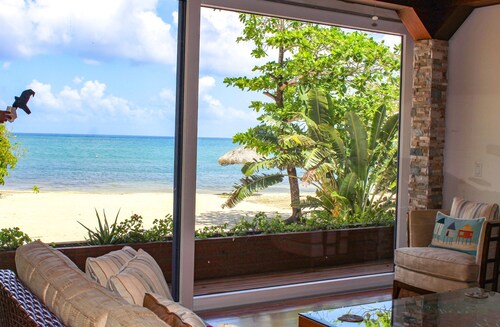 Elegant Custom Beachfront Villa With Floor To Ceiling Glass Walls, 180 Sea-View 