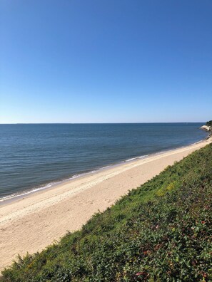 On the beach, sun loungers, beach towels - Waterfront - Stunning Architect Designed Sun Drenched Ocean Front Cottage (Mashpee)