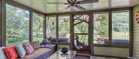 TV, fireplace, DVD player, books