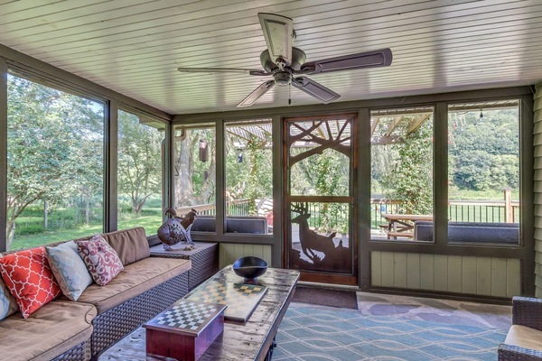 Télévision, cheminée, lecteur de DVD, livres