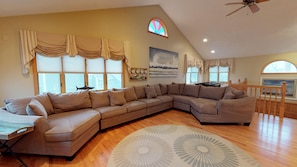 Smart TV, fireplace, video games, DVD player