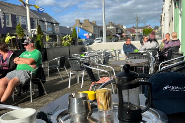 A sunny day for coffee on O'Curry Street