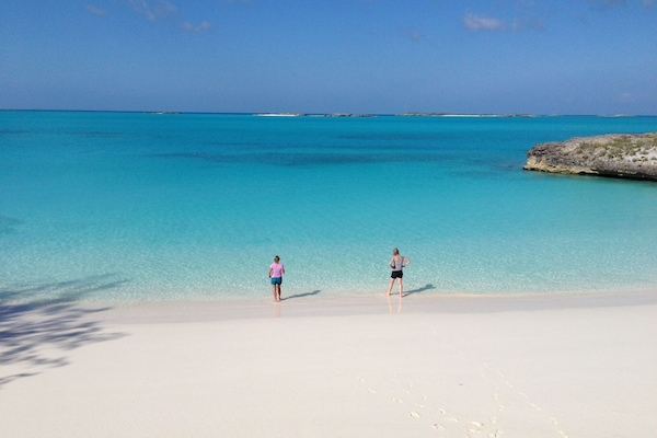 On the beach, sun loungers, beach towels