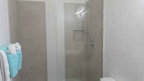 Ensemble baignoire-douche, séchoir à cheveux, serviettes fournies, savon