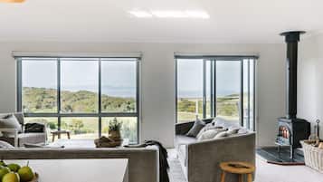 Smart TV, fireplace, DVD player, ping pong