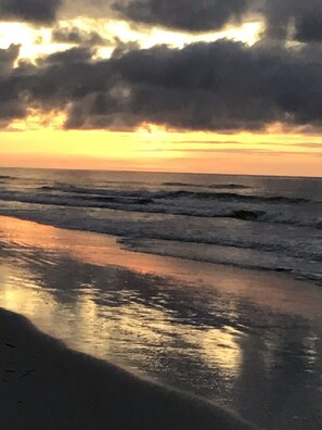 On the beach, beach towels