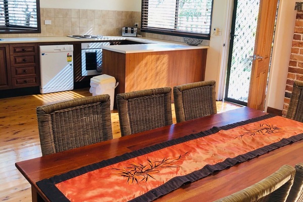 Main kitchen and eating area. There's a second table and chairs to seat 14.