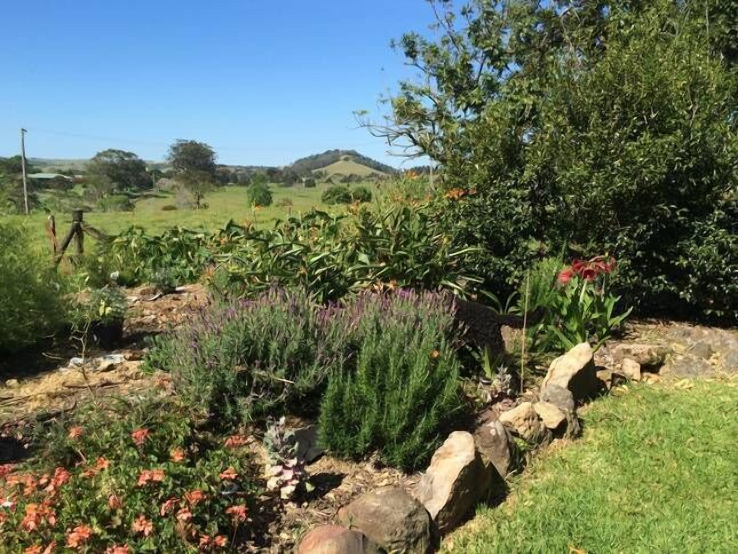 Garden overlooking next door farm and Harley Hill