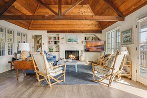 Télévision, cheminée, jeux vidéo, livres