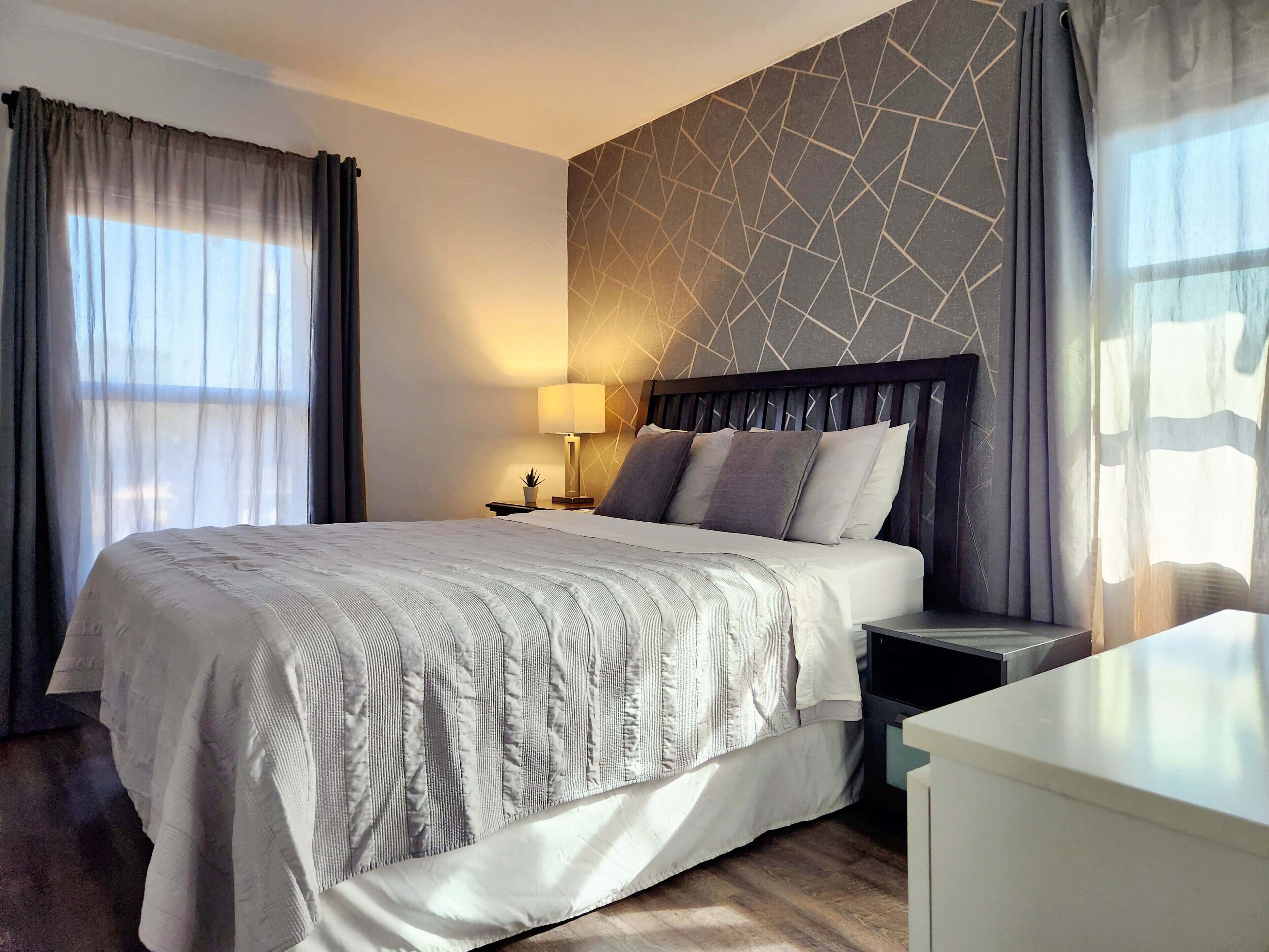 The master bedroom includes a window A/C for maximum comfort.