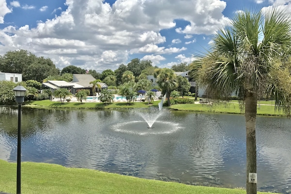 Lake/fountain/pool view from master bedroom 2nd floor window window