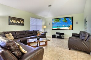 Smart TV, DVD player, books, music library
