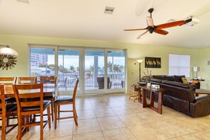 Smart TV, DVD player, books, music library