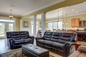 TV, DVD player, table football - Purple Parrot - 3 Levels of Fun! Large Beachhouse with Game Room, Pool Access (Dauphin Island)