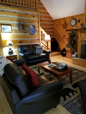 Smart TV, fireplace, video games, DVD player